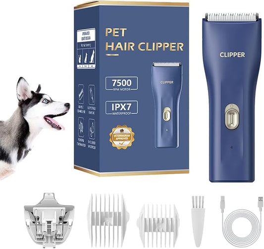 Handy & Powerful Long Lasting Pet Electric Hair Trimmer Kits Waterproof Cordless Rechargeable Grooming Shavers for Small Dogs and Cats