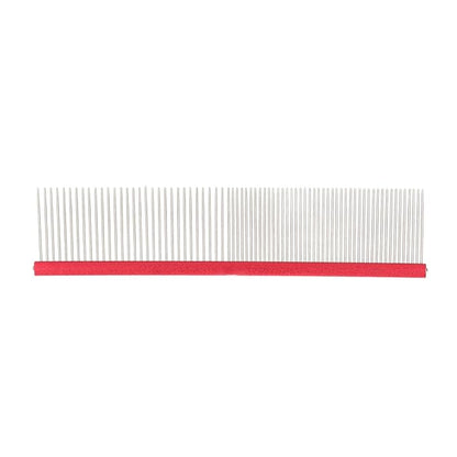 Greyhound Comb for Dogs, Metal Dog Comb with Rounded Ends, 2-in-1 Design for Grooming Matting, Red