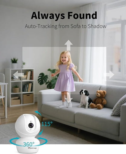 VIMTAG 5G/2.4G Indoor Security Camera, 2.5K Pet Camera with Speaker 360 Pan, Baby Cameras for Home Security Puppy Dog Cat, 2-Way Audio, Free AI Detection, Motion Tracking, IR Night Vision, w/Alexa
