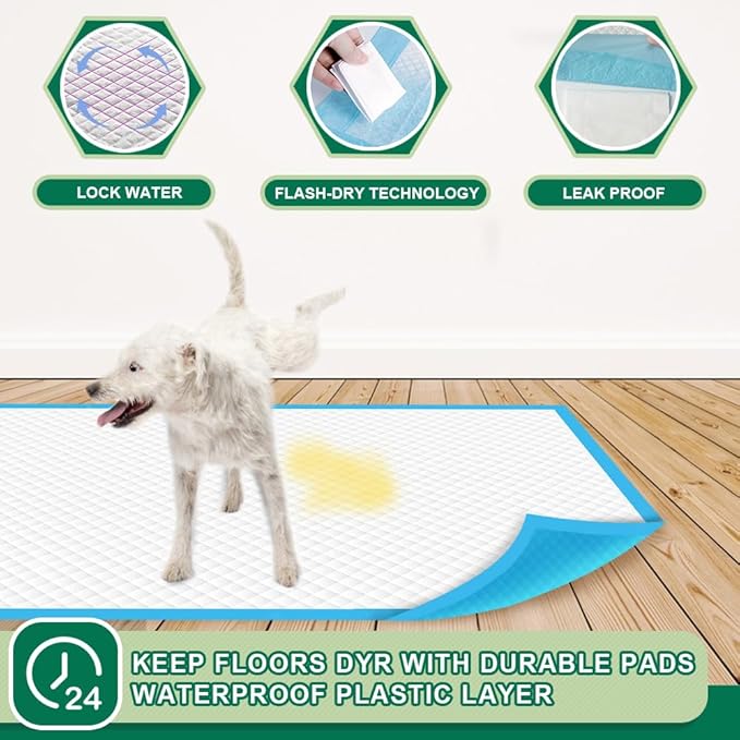 IMMCUTE Puppy Pee Pads 22"x23", 50 Count, Super Absorbent Leak-Proof Disposable Dog Training Pads for Puppies, Adult Dogs Cats & Other Pets Potty Piddle Pads for Crate, Kennel & Indoor/Outdoor Use