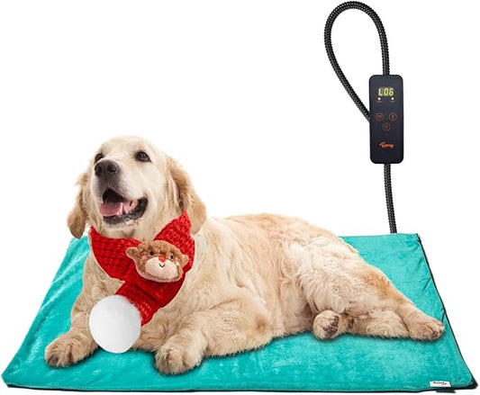 Toozey Pet Heating Pad, 6 Adjustable Temperature Dog Cat Heating Pad with Timer, Indoor Pet Heating Pads for Cats Dogs with Chew Resistant Cord, Electric Pads for Dogs Cats, Pet Heated Mat