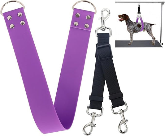 Pet Dog Grooming Belly Straps - Pet Dog Grooming Loops Purple Groomer Belly Support Band 2" Wide Waterproof Strong PVC Belly Loop Grooming Restraint for Pet Bathing Grooming (Purple-Short)