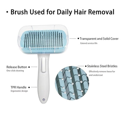 Deshedder Brush for Dogs Short Long Hair with Self Cleaning to Easy Shedding,Suitable for Cats Bunnies,Blue