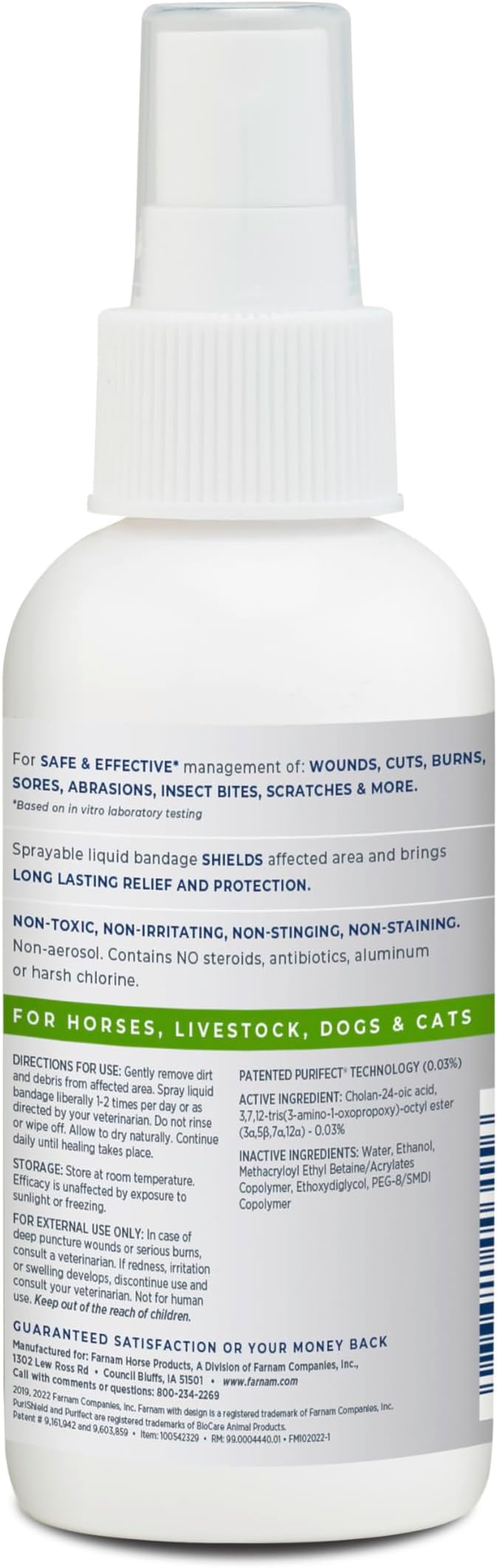 Farnam Purishield Wound and Skin Care Liquid Bandage Plus, Promotes Healing* and Provides 24-Hour Barrier* for Horses, Dogs, Cats & Livestock