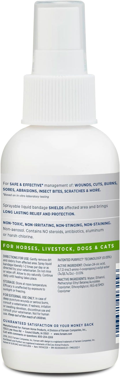 Farnam Purishield Wound and Skin Care Liquid Bandage Plus, Promotes Healing* and Provides 24-Hour Barrier* for Horses, Dogs, Cats & Livestock