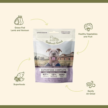 Superfood Complete, Air-Dried Adult Dog Food - High Protein, Zero Fillers, Superfood Nutrition by Katherine Heigl (24 oz., Lamb & Venison)
