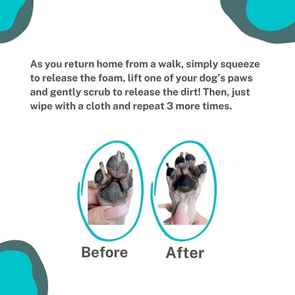 AOPETSCI Waterless Paw Wash Foam - Natural No-Rinse Cat and Dog Paw Cleaner; No Water Cat and Dog Paw Washer with Large Silicone Scrub Brush; Pet Paw Cleaner for Dogs Large, Medium and Small