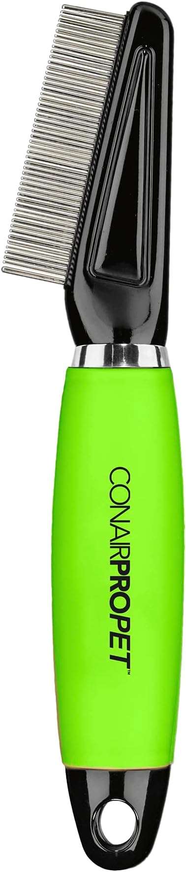 CONAIRPROPET Pet brush for Flea and Tick Removal, 1/2" Stainless Steel Comb with Memory Grip Handle