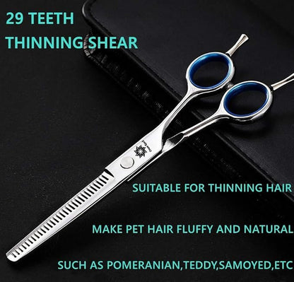 Dream Reach Dog Grooming Scissors - 7'' Professional Pet Cat Hair Scissors Set - Best Cutting & Curved & Thinning Shear Scissors & Grooming Comb Kit for Small Large Dogs Cats Pets