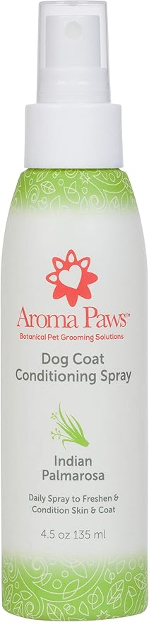 Scented Dog Coat Spray – Cleansing, Conditioning, Moisturizing – Toxin Free, Healthy Ingredients – Aromatic Grooming Puppy Spray – Loosens Knots, Tangles – 4.5 Oz., Palmarosa