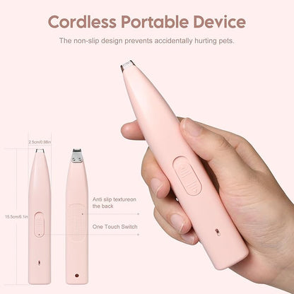 Dog Clippers for Grooming, Dog Paw Trimmer, Pet Paw Trimmer, Mini Trimmer for Dogs, Rechargeable, Low Noise for Trimming Dog Cat Hair Around Paws, Eyes, Ears, Face, Rump (Pink)