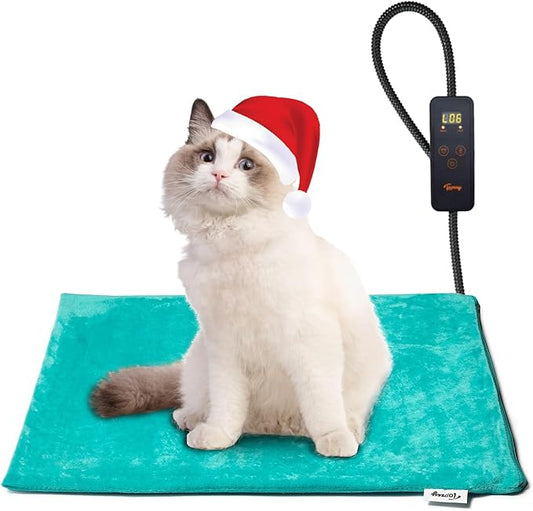 Toozey Pet Heating Pad, 6 Adjustable Temperature Dog Cat Heating Pad with Timer, Indoor Pet Heating Pads for Cats Dogs with Chew Resistant Cord, Electric Pads for Dogs Cats, Pet Heated Mat
