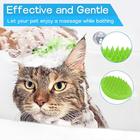 Pet Dog Wash Brush, Bog Bath Brush Soft Silicone Soothing Massage Rubber Grooming Brush Self Clean for Long Short Haired Dogs Cats Grooming Bath Supplies (Green)