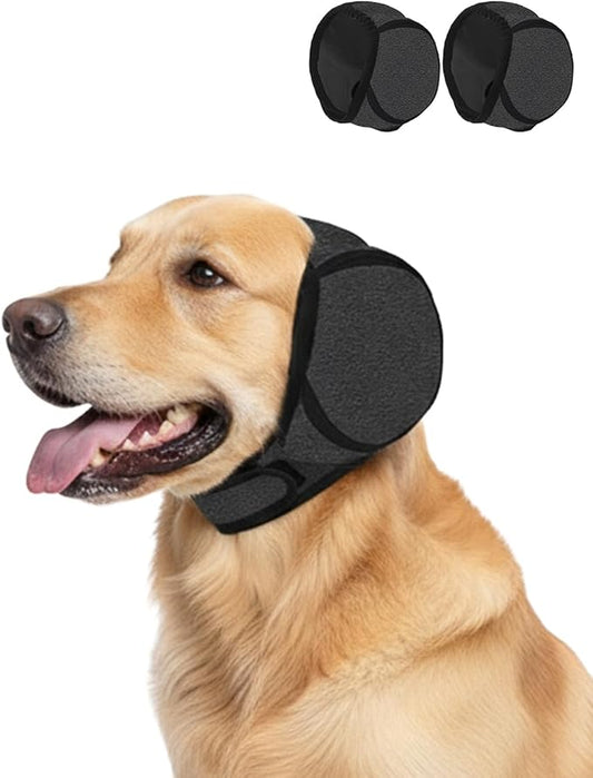 Dog Ear Muffs Noise Protection, Hoodie Calming Cap for Anxiety Relief – Waterproof & Dirt-Resistant with Adjustable Magic Tape for Bathing, Grooming, Fireworks & Swimming, Grey L 2-Pack