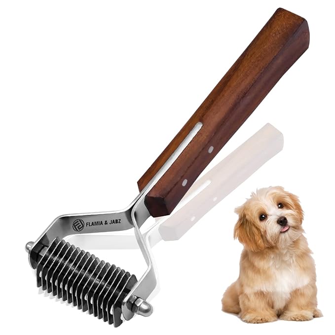 Flamia & Jabz Undercoat Rake for Dogs & Cats, Dematting Grooming Stripper Tool (16 Blades)