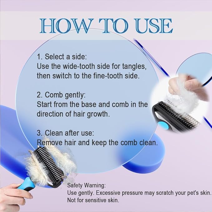 Dog Deshedding Brush 2-in-1 with Grooming Glove - Undercoat Rake & Shedding Tool for Long/Short Hair Dogs, Flea Comb & Hair Removal Brush for Gentle Massage