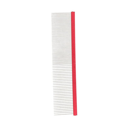 Greyhound Comb for Dogs, Metal Dog Comb with Rounded Ends, 2-in-1 Design for Grooming Matting, Red