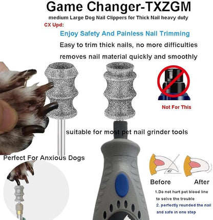 For Dremel Pet Dog Nail Grinder Attachment, Diamond Fit Dremel Bit For Dog Nail, Rotary Fit Dremel Dog Nail Diamond Bit, 1/8'' Fit Dremel Pet Dog Nail Grinder Refills Replacement Head 2-Pack（ Large ）