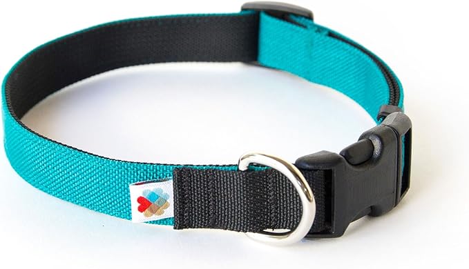 Dog Collar, Lightweight, Heavy Duty Dog Collar with Buckle, Fabric Pet Collar, Breathable & Adjustable Puppy Collar, Dog Collar for Large Dogs (Turquoise, Large - 14-24 Inch) - Wildebeest