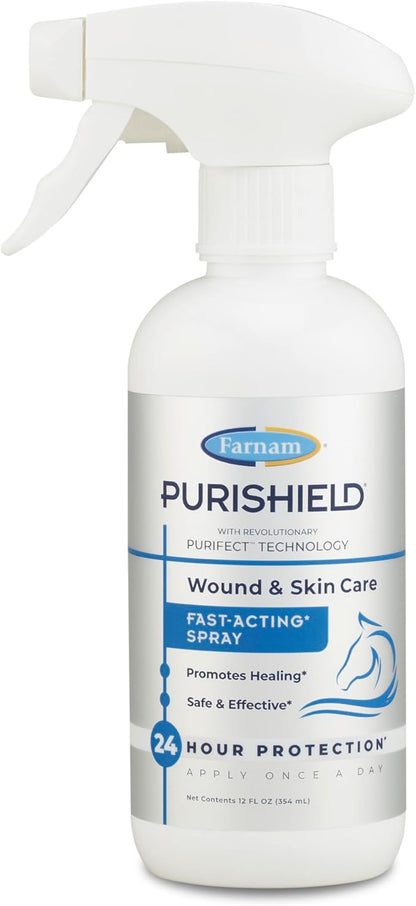 Farnam Purishield Horse Wound Care Fast-Acting Spray for Horses, Dogs, Cats & Livestock, 24-Hour Protection*, Cleans, Treats and Promotes Healing*