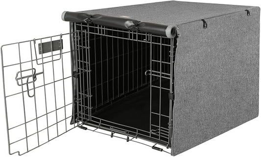 Dog Crate Cover - Kennel Covers Fit for 48 Inch Dogs Crate, Double Door Polyester for Wire Puppy Cage Indoor Outdoor Protection, Grey
