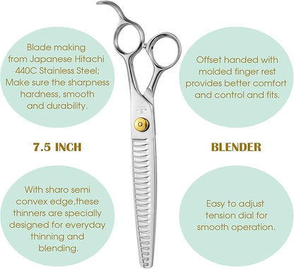 Gold Mantis Professional Dog Shears, 7.5" Blender Shear For All Breeds, Sharp and Smooth Scissoring Tools