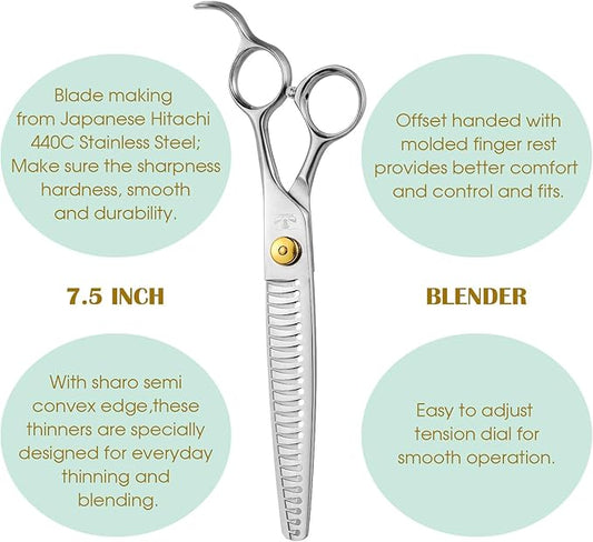 Gold Mantis Professional Dog Shears, 7.5" Blender Shear For All Breeds, Sharp and Smooth Scissoring Tools