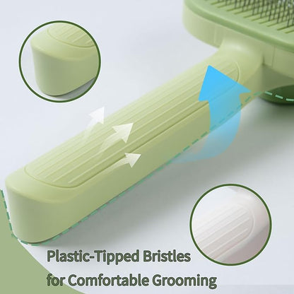 Self-Cleaning Slicker Brush for Dogs & Cats - Gentle Deshedding Grooming Tool for Long and Short Hair Pets, Removes Loose Fur, Undercoat, and Tangles