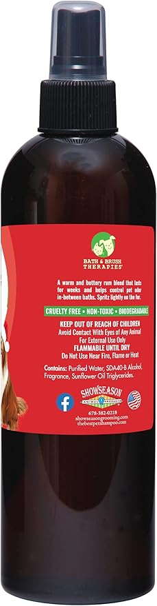 Bath & Brush Therapies® Hot Buttered Rum Pet Cologne For Dogs 12.5 oz | Long-Lasting Odor Eliminator | Paraben-Free | Biodegradable & Non-Toxic | Made in USA