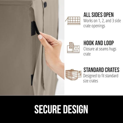 GORILLA GRIP Dog Crate Covers Compatible with Amazon Basics Dog Crates, All Sides Open, Privacy Cover Fits 42" Wire Kennel, Breathable Mesh Windows, Light Reducing Puppy Training Cage Topper, Taupe