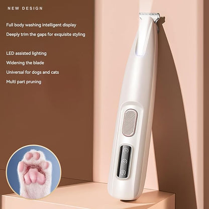 Yolispa Paw Trimmer with LED Light, Ultra-Low Noise Pet Grooming Kit with Replacement Blades, Pet Hair Clippers, Rechargeable Grooming Clippers for Dogs Cats Trimming Paws, Eyes, Ears, Face, and Rump
