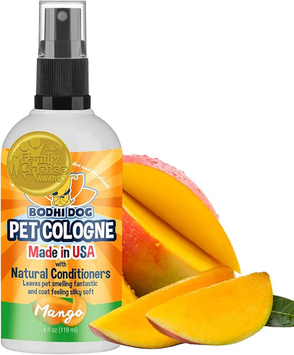 Bodhi Dog Natural Dog Cologne (Mango) - Premium Scented Deodorizing Pet Perfume with Conditioner for Dogs & Cats - Keeps Pets Fresh & Clean - Gentle and Safe Formula, Made in USA (4 Fl Oz)