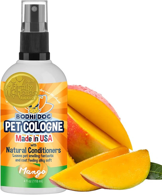 Bodhi Dog Natural Dog Cologne (Mango) - Premium Scented Deodorizing Pet Perfume with Conditioner for Dogs & Cats - Keeps Pets Fresh & Clean - Gentle and Safe Formula, Made in USA (4 Fl Oz)