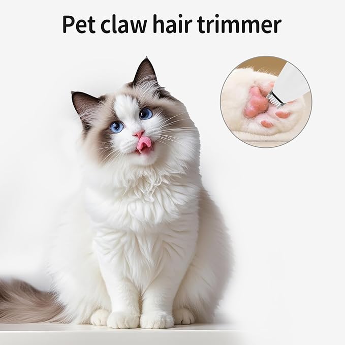 Dog Clippers for Grooming, Low Noise Cordless Dog Paw Trimmer, Rechargeable Small Pet Hair Trimmer for Grooming (White)
