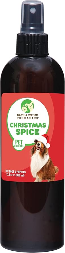 Bath & Brush Therapies® Christmas Spice Pet Cologne 12.5 oz For Dogs | Long-Lasting Odor Eliminator | Paraben-Free | Biodegradable and Non-Toxic | Made in USA