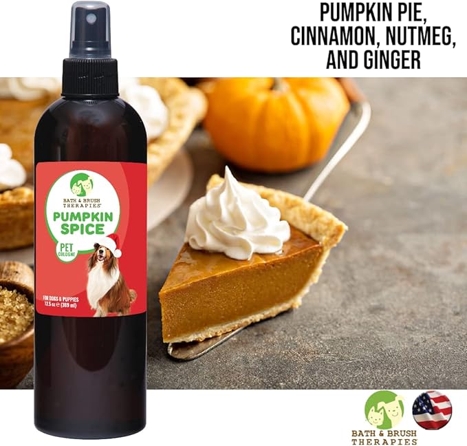 Bath & Brush Therapies® Pumpkin Spice Pet Cologne 12.5 oz For Dogs | Long-Lasting Odor Eliminator | Cruelty-Free | Paraben-Free | Biodegradable | Made in USA