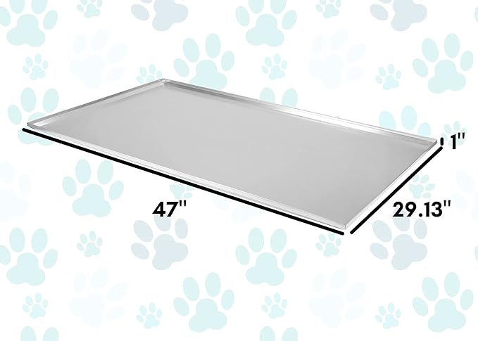 Red Hound Auto Metal Replacement Tray for Dog Crate 47 x 29.125 Inches Flat-A-Way Heavy Duty Galvanized Steel Chew Proof Kennel Cage Pan Leakproof Liner Compatible with Midwest iCrate, New World More