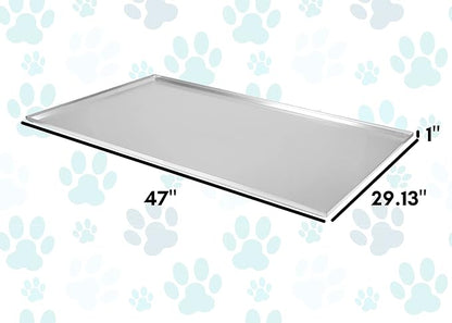 Red Hound Auto Metal Replacement Tray for Dog Crate 47 x 29.125 Inches Flat-A-Way Heavy Duty Galvanized Steel Chew Proof Kennel Cage Pan Leakproof Liner Compatible with Midwest iCrate, New World More