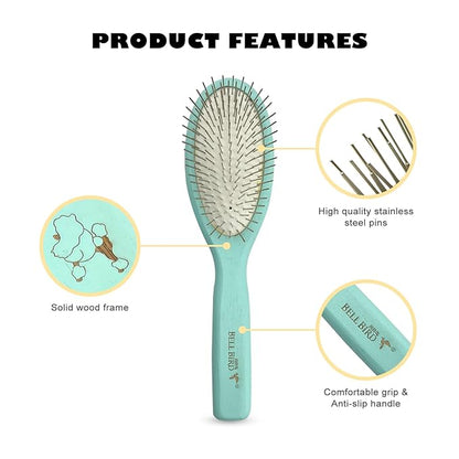 Der Meister Pin Brush, Pets Shedding, Dematting and Grooming tool for Dogs and Cats with All Hair Types, Remove Loose Hair, Fur, Undercoat, Mats, Tangled Hair, Knots (Green)