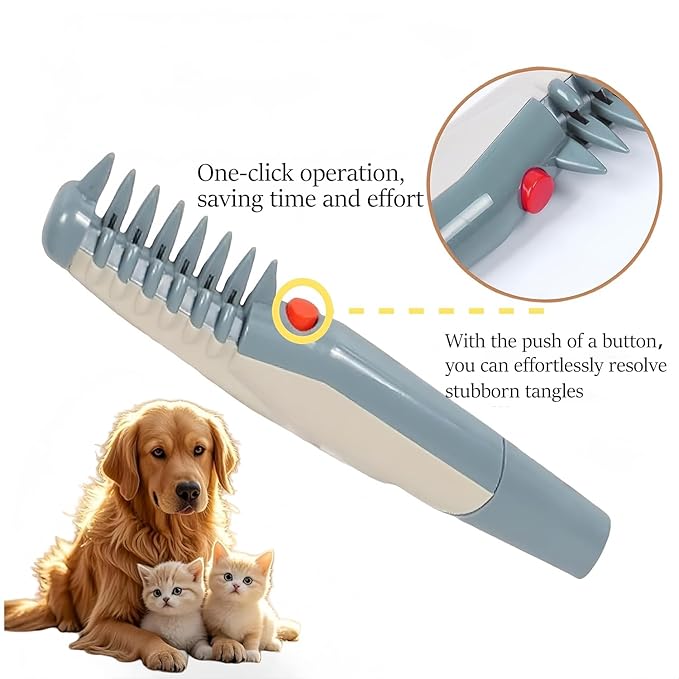 Cat Brush for Shedding - Electric Adjustable Dogs Comb, Comb and Trim 2-In-1 Pet Hair Removal Tool, Suitable for Detangling Tangled Hair on Cats and Dogs (2 Pcs)