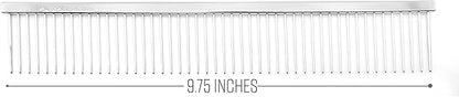 Chris Christensen 9in Coarse Poodle Butter Comb, Groom Like a Professional, Rounded Corners Prevent Friction and Breakage, Solid Brass Spin with Steel Teeth, Chrome Finish