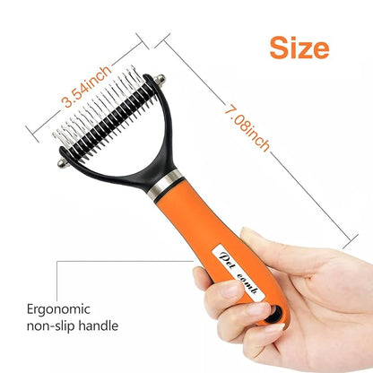 Dog Brush - Reduce Dog Shedding, Long Hair Dog Brush, Orange Set