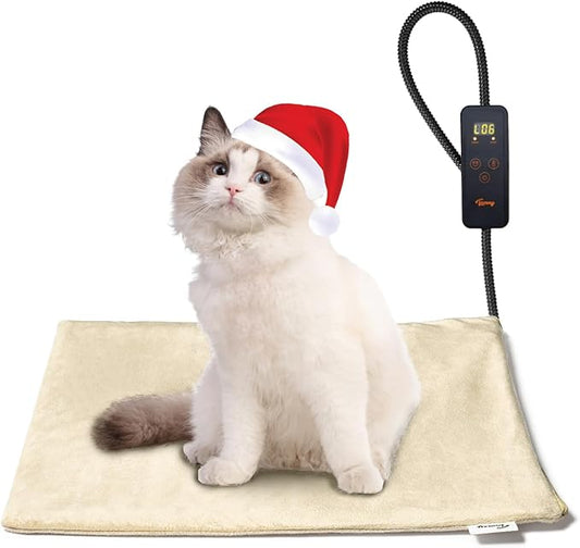 Toozey Pet Heating Pad, 6 Adjustable Temperature Dog Cat Heating Pad with Timer, Indoor Pet Heating Pads for Cats Dogs with Chew Resistant Cord, Electric Pads for Dogs Cats, Pet Heated Mat