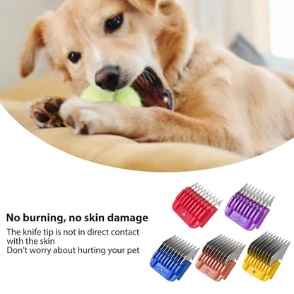 New Professional Animal Stainless Steel 5 Color Guide Comb Set for 10#/15#/30# Detachable Blade,Compatible for Andis/Oster A5/ Wahl KM Series Guards Clipper(Cutting Length 3mm-16mm)