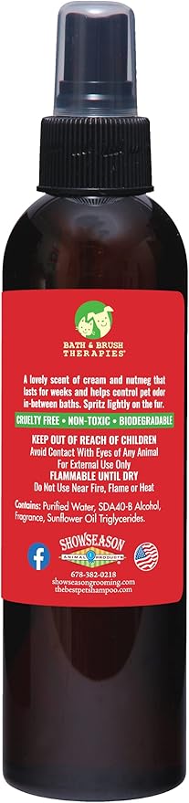 Bath & Brush Therapies® Pet Cologne Egg Nog For Dogs 4.5 oz | Long-Lasting Odor Eliminator | Paraben-Free | Biodegradable & Non-Toxic | Made in USA