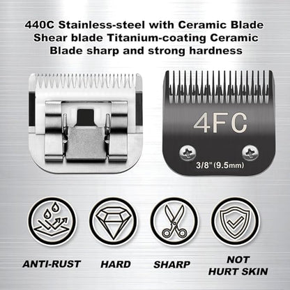 Docal 5FC Pet Dog Grooming Detachable Blades, Compatible with Andis Size-5FC Cut Length 1/4"(6.3mm), Most A5,KM Series Clippers,Made of Ceramic Blade (Black)