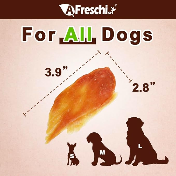 AFreschi Turkey Jerky Dog Treats – 4 oz, USA-Sourced Trukey, All-Natural, Hypoallergenic, High-Protein, Low-Fat, Healthy & Easily Digestible, Puppy & Training Snack