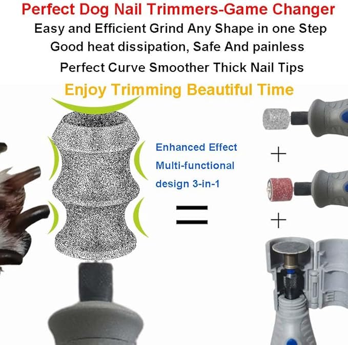 For Dremel Pet Dog Nail Grinder Attachment, Diamond Fit Dremel Bit For Dog Nail, Rotary Fit Dremel Dog Nail Diamond Bit, 1/8'' Fit Dremel Pet Dog Nail Grinder Refills Replacement Head 2-Pack（ Large ）