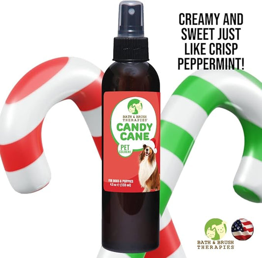 Bath & Brush Therapies® Candy Cane Dog Cologne 4.5 oz | Dog Perfume Long Lasting | Deodorizing Spray