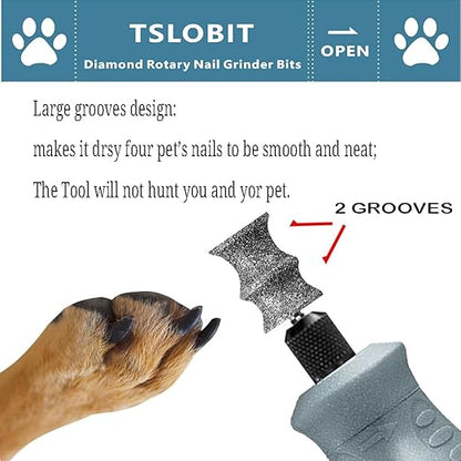 Diamond Dremel Dog Nail Grinder Attachment, 1/8'' Pet Nail Grinder Wheel for Dremel, 2-Pack (Large B+B)